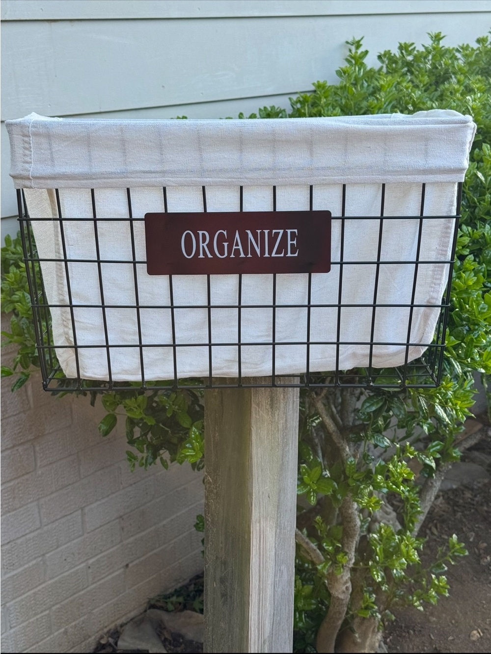 Organize Wire Basket with Cream Fabric Liner